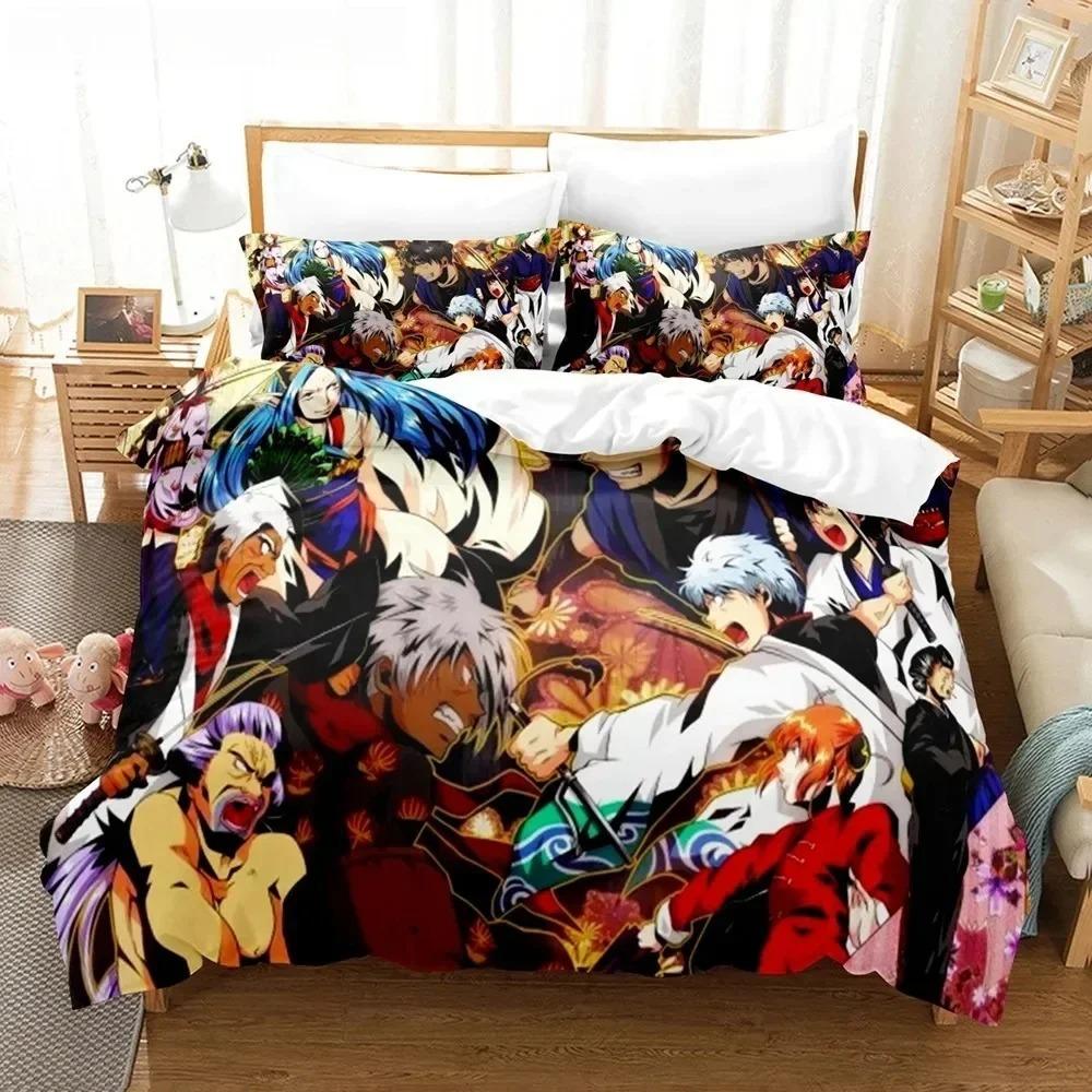 NEW 3D Anime Gintama Bedding Set Quilt Cover Pillowcases Single Double Full Queen King Kids Teens 3D Sakata Gintoki Duvet Cover