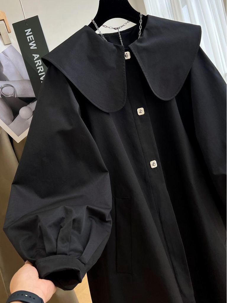 European Mid-Length Doll Collar Windbreaker for Women: Chic Spring/Autumn Coat