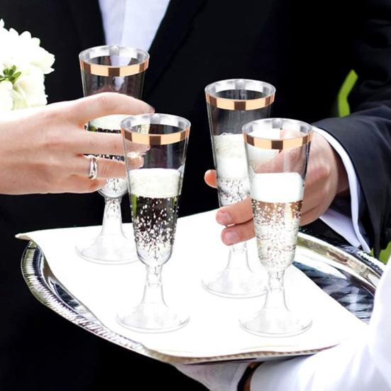 5 Bucăți Pahare Tip Tumbler din Plastic 150ml Transparente Elegante De Unică Folosință pentru Petreceri cu Margine Aurie Ușoare Recipiente pentru Băuturi pentru Nunți Recepții Și Sărbători