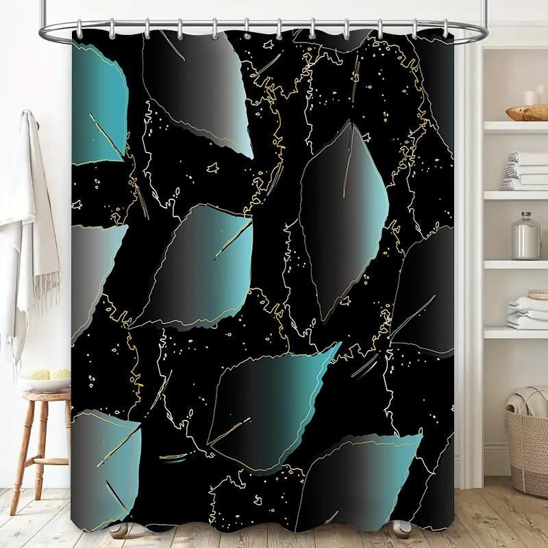 Luxury Marble Pattern Shower Curtain Set Bathroom Decor Waterproof Printing Polyester Bath Linen Home Accessories Black Teal Col