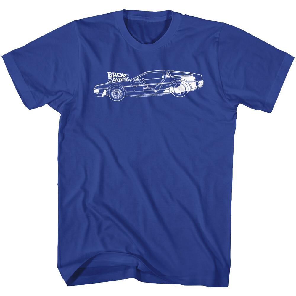 Back To The Future Movie Dr Emmett Brown DeLorean Schematics Men T Shirt XXXXL