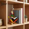 Thoughtful Gifts for Women Abstract Reading Woman Statue Metallic Head Colorful Lady Sculpture Statue Modern Artistic Figurine Living Room Tabletop
