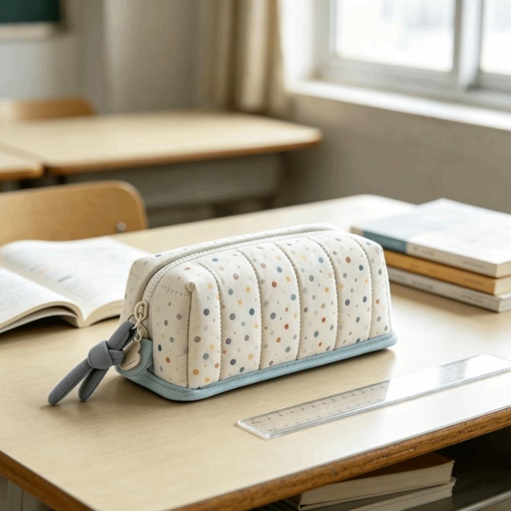 Dot Pattern Pencil Box Large Capacity Stationery Bag Creative Creative Pencil Case For Students