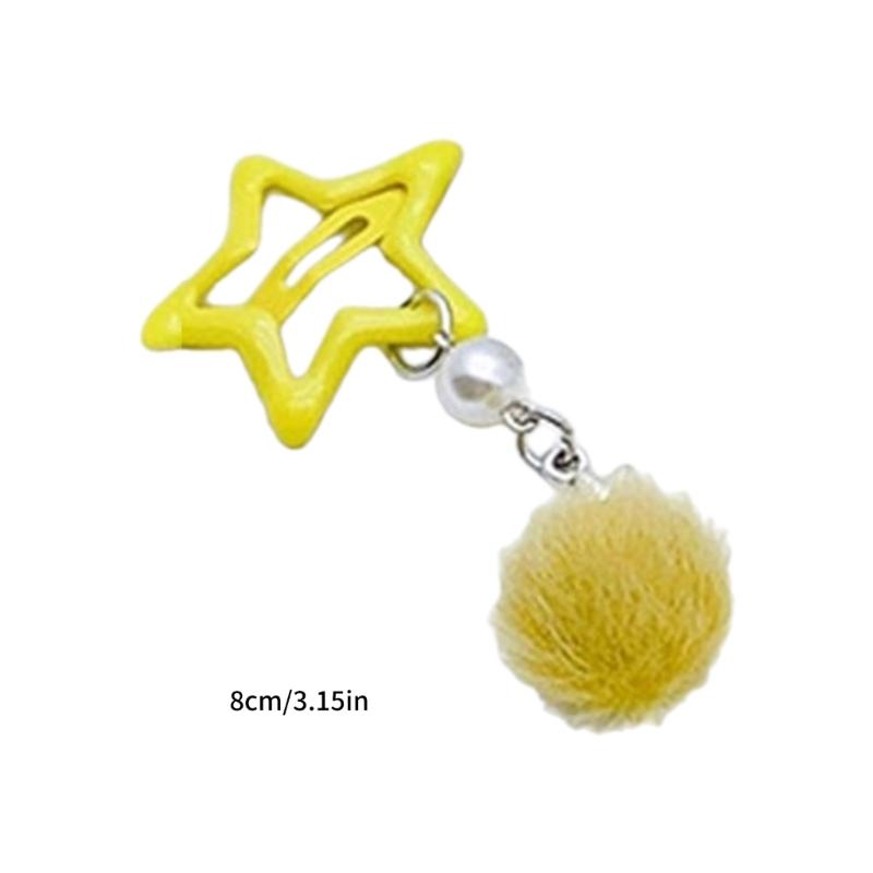 Kleiner Stern Haarspange für Mädchen Retro Haarspange Accessoire Pelziger Ball Anhänger Haarspange