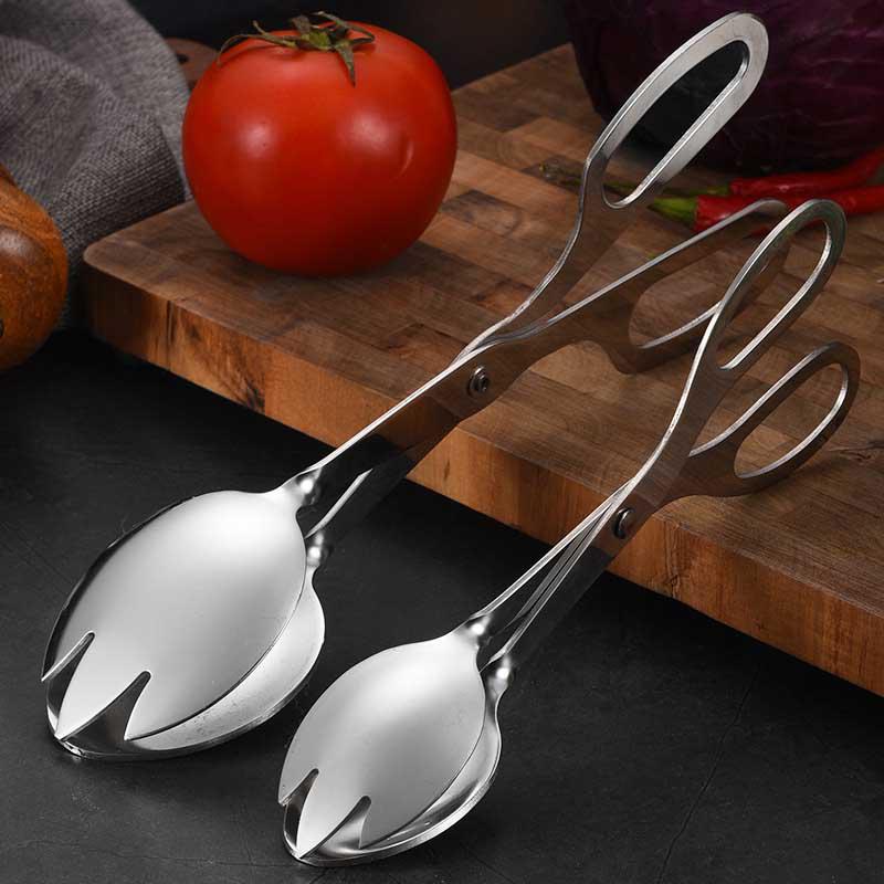 1Pc Stainless Steel Buffet Tongs Silver Salad Holder Food Clip Serving Tong Gnocchi Pasta Bread Kitchen Baking Tools Clip