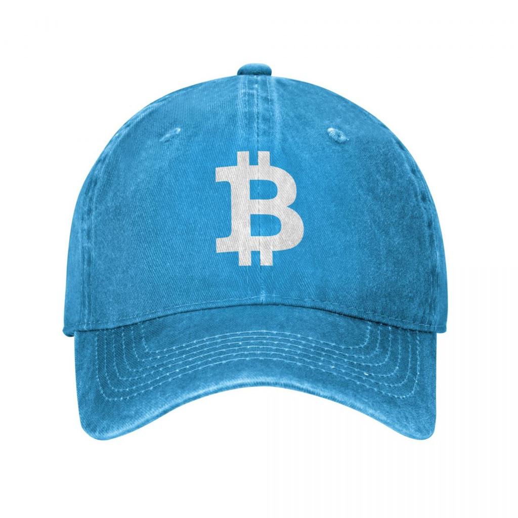 Orange Bitcoin Logo Unisex Women Baseball Caps Distressed Denim Washed Hats Cap Retro Outdoor Workouts Headwear