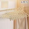 6pcs Clothes Hangers with Clips | Heavy Duty Plastic Closet Organizer Hooks for Laundry and Dorm Wardrobe | Durable Space-Saving