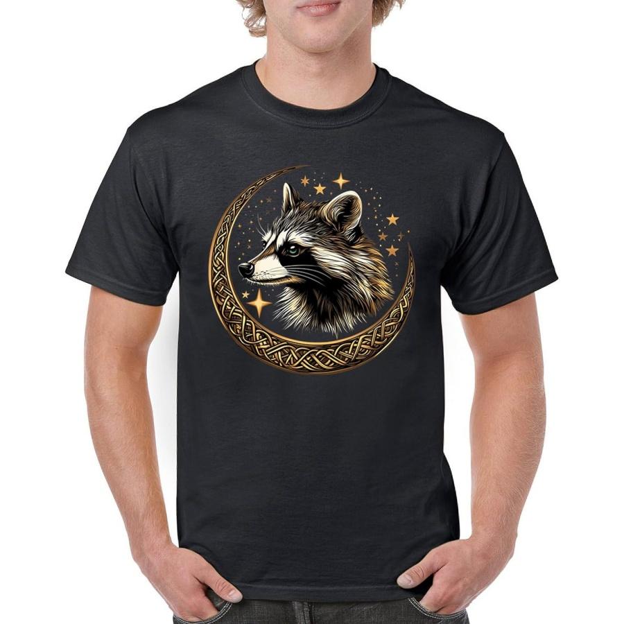 Celtic Moon Raccoon Men s T-Shirt Mystical Forest Bandit Spiritual Night Creature Cute Nordic Symbol Valhalla Men s Tee XXXXXL разноцветный