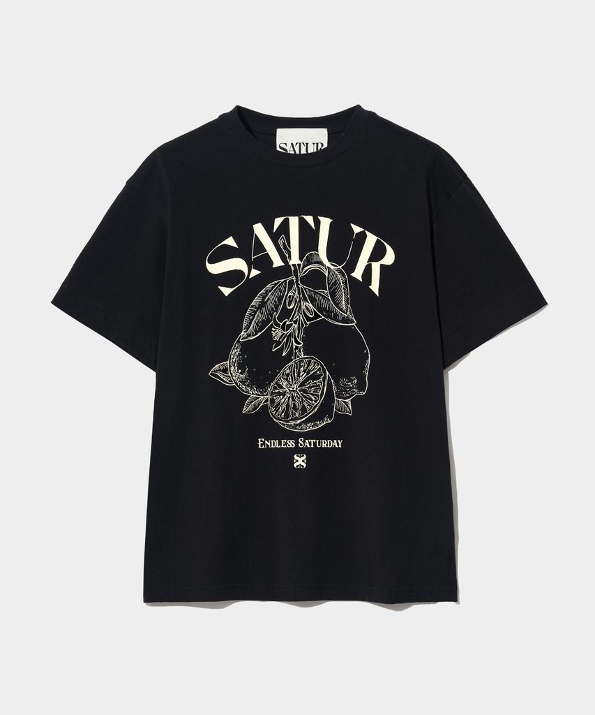 Seteo Capri Citron Drawing Summer Graphic Short Sleeve T-Shirt Classic Black