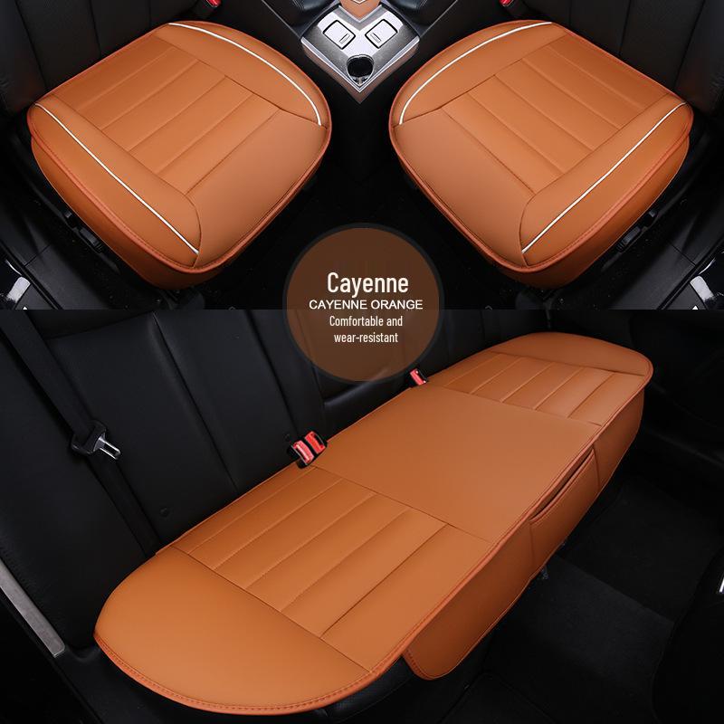 Universal Color Block Car Seat Cushion Set - Full Coverage, Non-Slip, No Backrest, Fashionable, Four Seasons, Three Pieces.