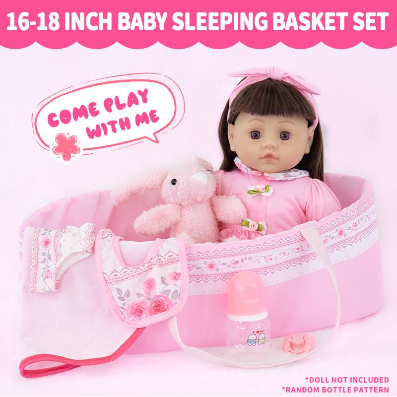 43CM Silikon-Schnullerpuppen-Kleidungsset für 18-Zoll American Girl Puppen mit Stubenwagen