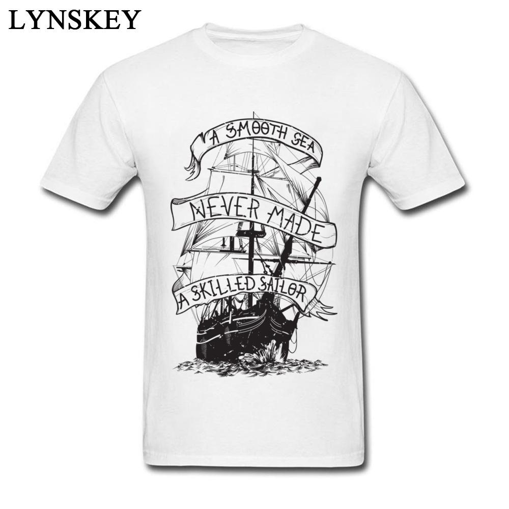 A Smooth Sea Never Made A Skilled Sailor New T-shirt Design For Men Cotton Tops & Tees Retro Style Ship Print S разноцветный