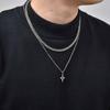 Vnox 2pcs/set Link Chain Chokers Four-point Star Pendant O-Chain Necklace Set for Men, Stainless Steel Silver Color Jewelry Gift