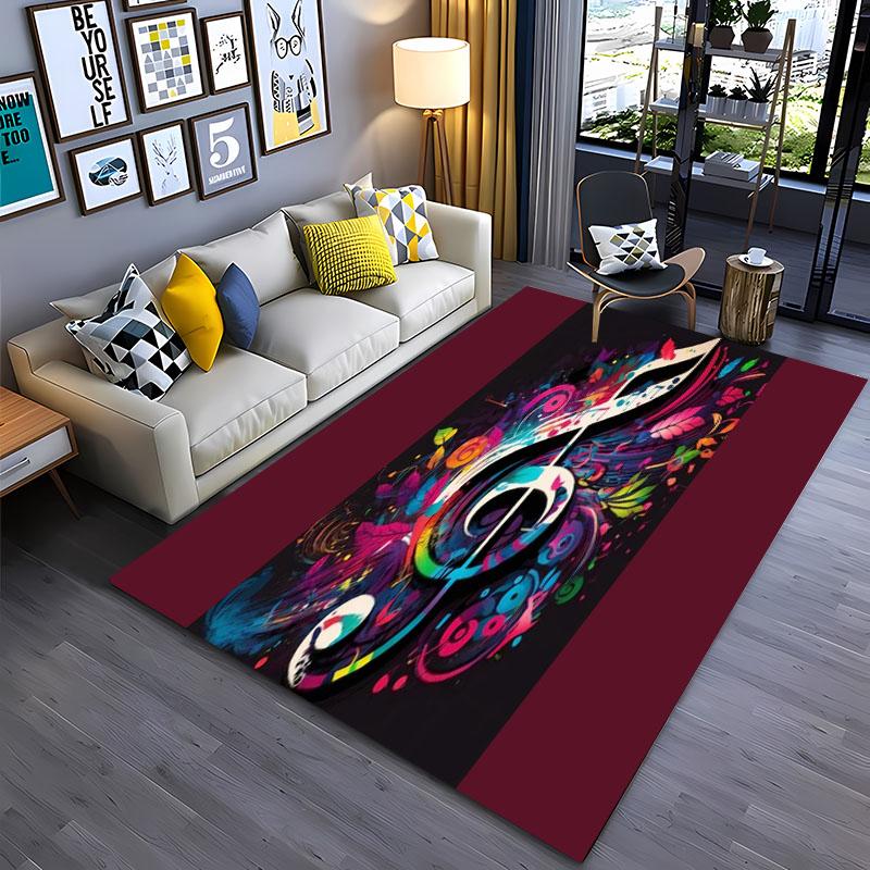3D Beautiful Music Notes Area Rug Large,Carpet Rug for Living Room Bedroom Sofa Kitchen Decoration,Kid Play Non-slip Floor Mat