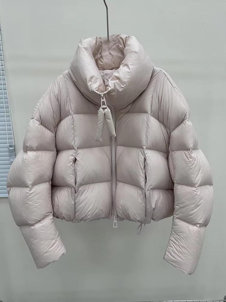 Autumn and winter new puff white duck down jacket women's short small stand-up collar bread jacket thickened warm jacket