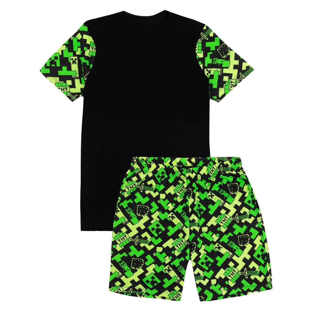 Minecraft Kurzes Creeper-Pyjama-Set für Kinder/Kinder