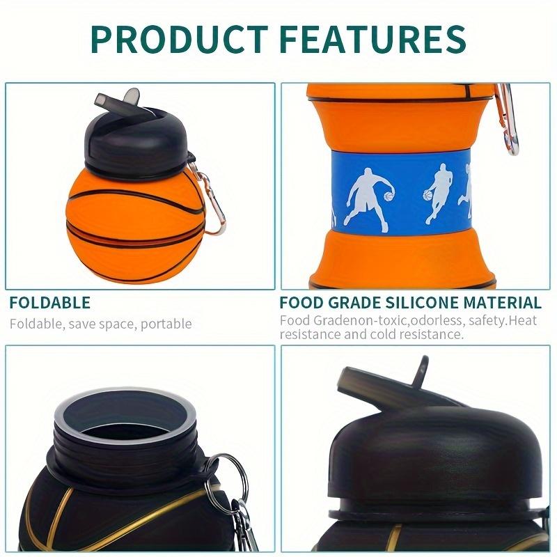 1pc 550ml Basketball Shape Collapsible Portable Water Bottles Suitable for Fitness Outdoor Activities Travel Gifts for Children