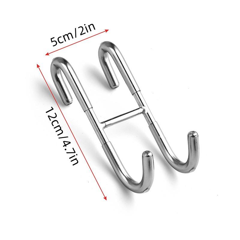 Wall-Mounted Stainless Steel Hooks Double-Sided Hooks for Bathrooms and Kitchens, Easy To Install and Use