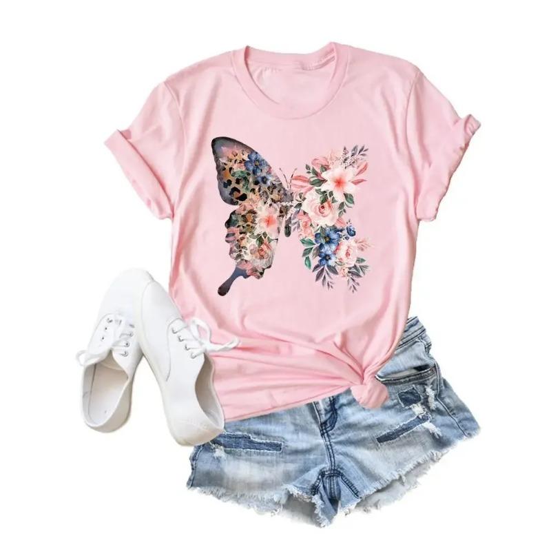 Stil Floare Fluture Tendință Îmbrăcăminte Modă Tricou Desene Animate Tricouri Vara Tricou Femei Doamnă Imprimeu Casual Grafic Top