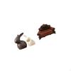 Porcelain Bunny Statue Set with Miniature Sofa Couch Single Chair Model DIY Accessory for Easter