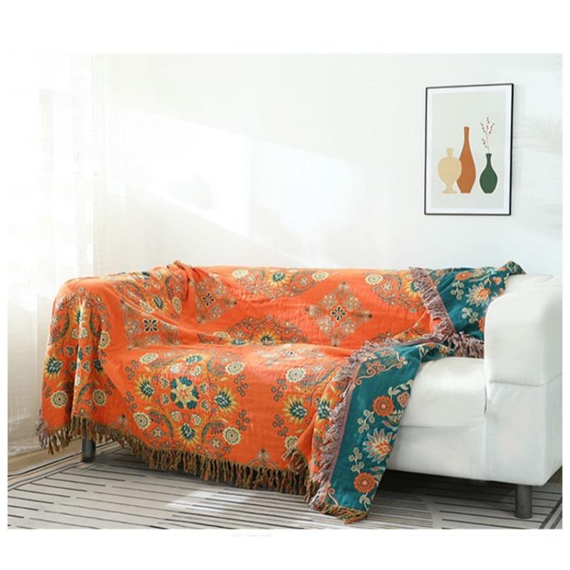 1PC Cotton Gauze Tassel Sofa Towel Double-sided European Four-season Sofa Cover Blanket Towel Quilt Home Textile