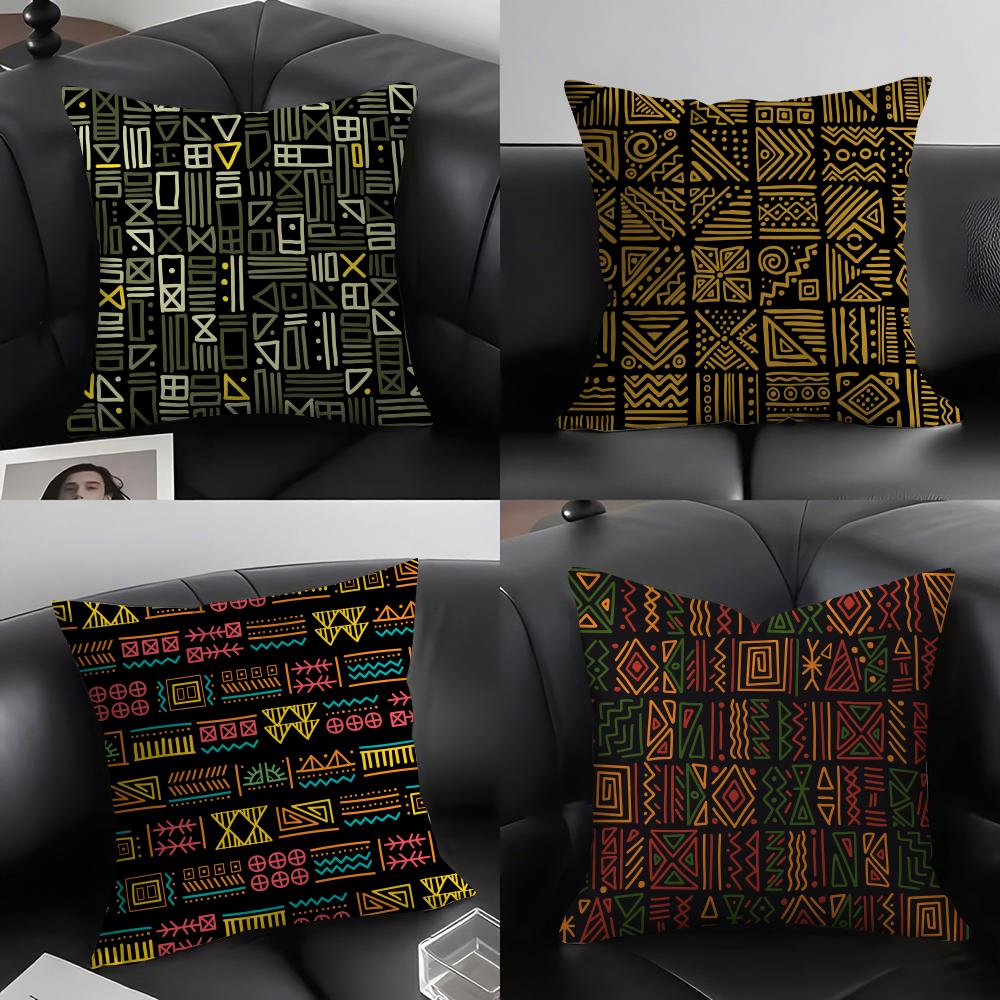 African Tribal Pattern Cushion Cover Pillowcase Comfort Sofa Bed Silky Elegant Invisible Zipper Decorative Cushion Cover