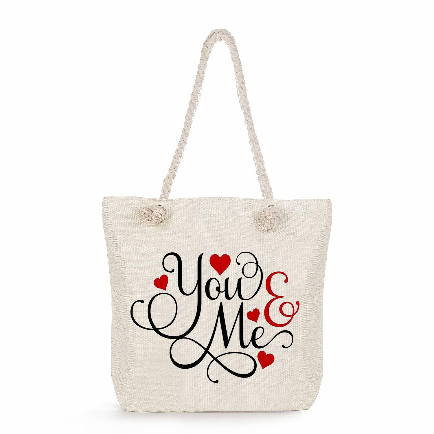 

Love print thick rope single-shoulder beach bag 7230