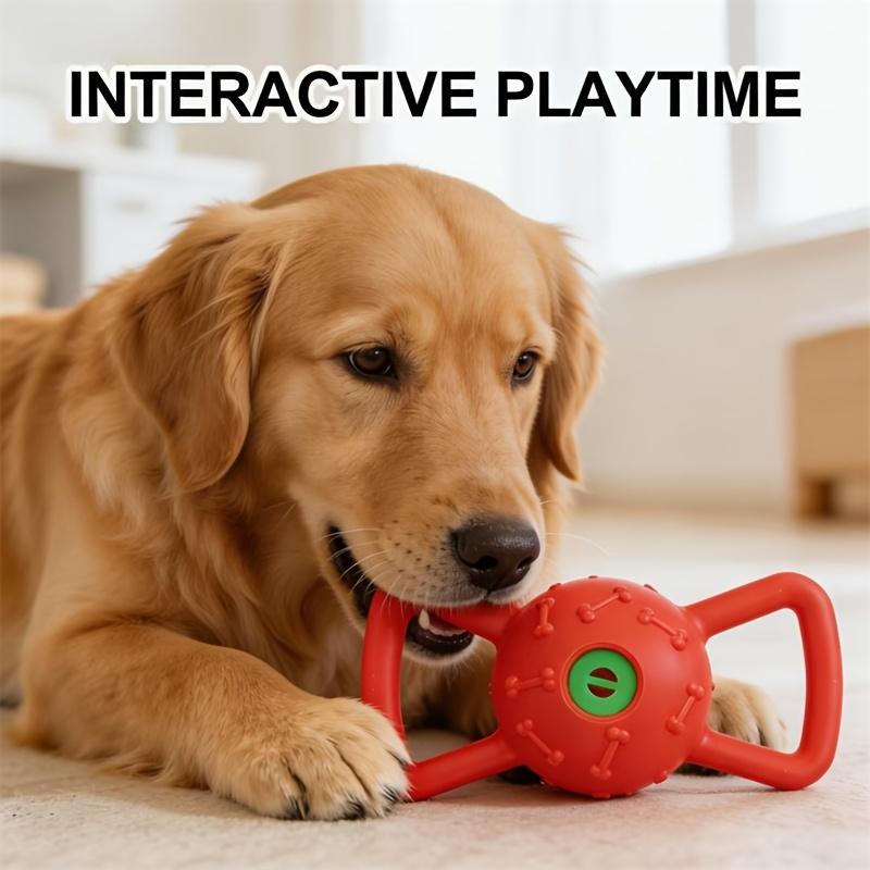 1pc, Dog Essential. Dual-Eared Squeaky Screaming Ball-Shaped Chew Toy, Squeaky Toy. Dental Cleaning Supply