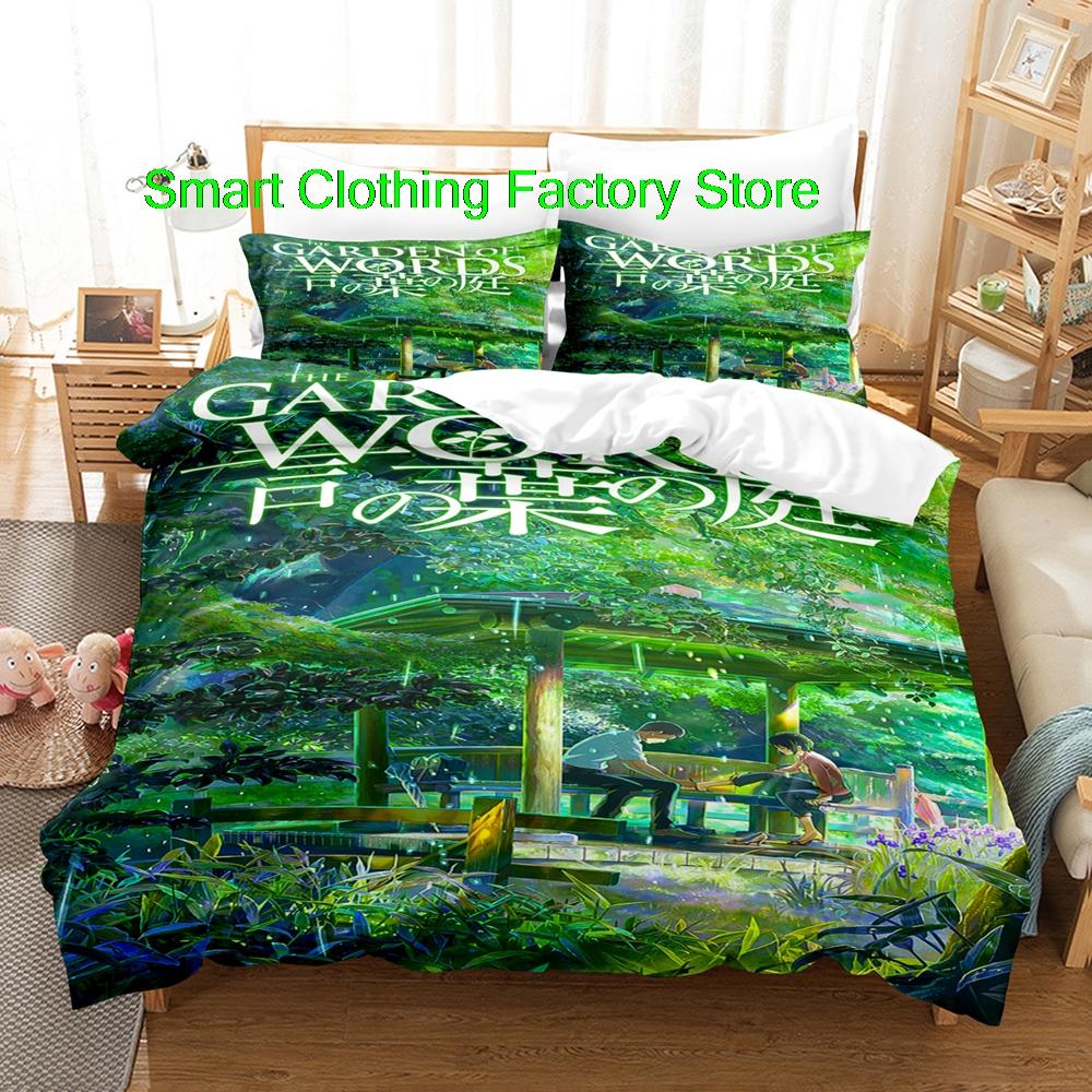 

Single Twin Full Queen King Size Bed Set Teenagers Bedroom Duvetcover Sets Fashion Bed Sheet Set The Garden Of Words Bedding Set EU Single(135*200cm)3pcs