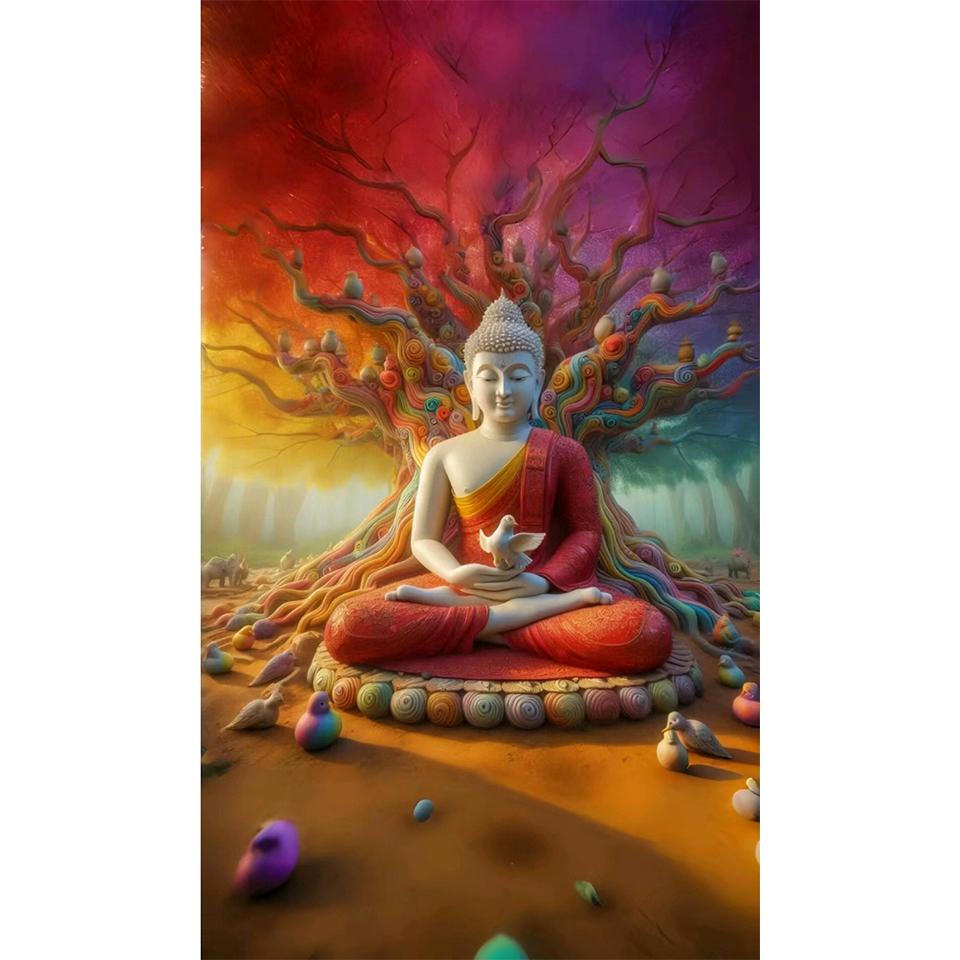 Fantasy Buddha Statue 5D Full Round Diamond Painting Kits Zen Art Buddhist Sculpture DIY Drills Mosaic Embroidery Cross-stitch