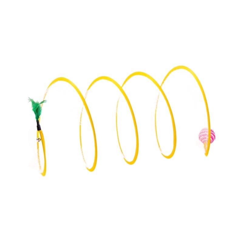 Cat Tunnel Pet Toy with Feathers, Mouse, Bell, for Cats to Entertain Themselves and Relieve Boredom, Fun Elastic Mesh, Foldable Cat Tunnel