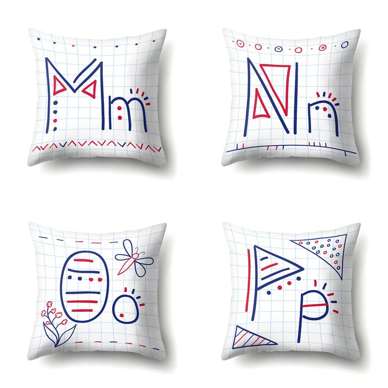 Polyester Pillow Case Decoration Home 26 English Letter Printing Pillow Case British Style Bedside Cushion Cover