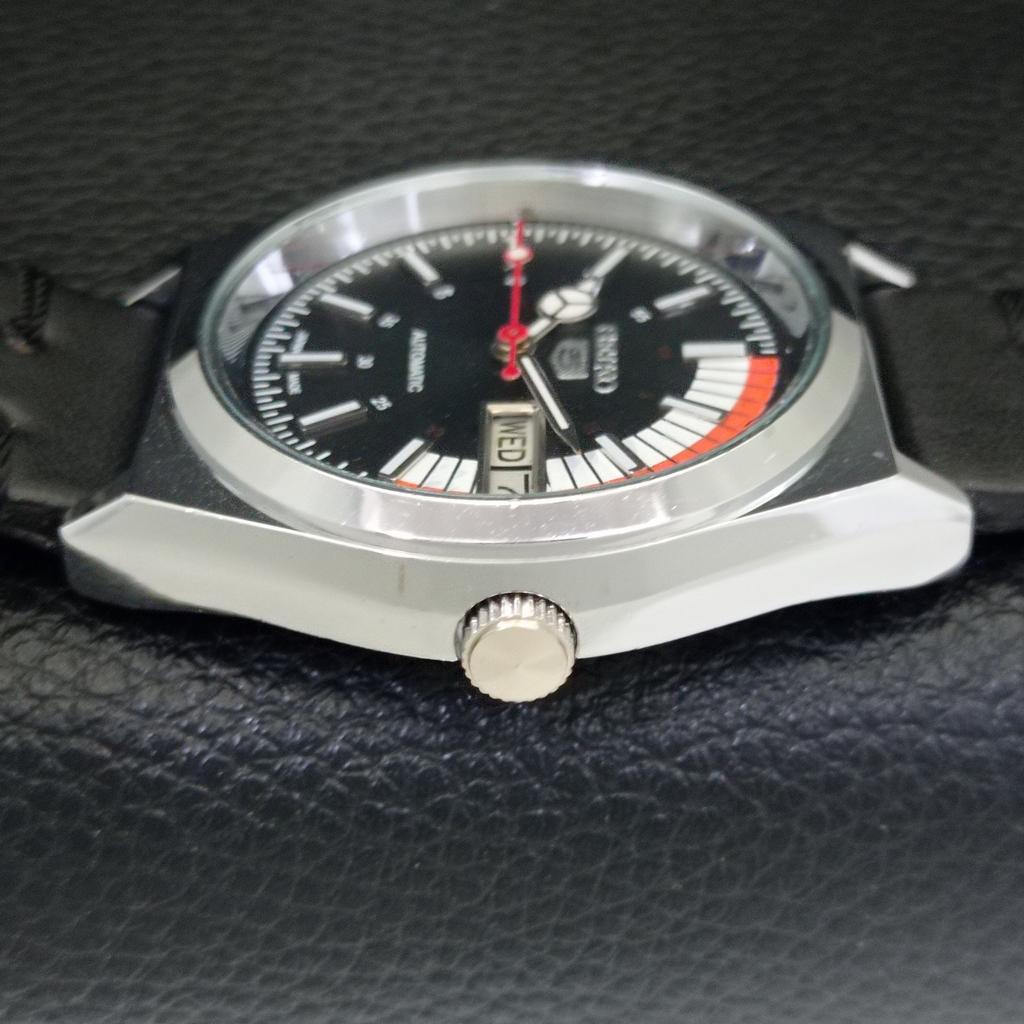 Seiko 5 AUTOMATIC VINTAGE REFURBISHED 6309A JAPAN MENS BLACK WATCH A440776-4 Sk-a440776