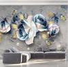 Mural 3d Stereo Embossed Rose Flowers Murals European Retro Wallpaper Living Room Tv Background Wall Decoration Painting