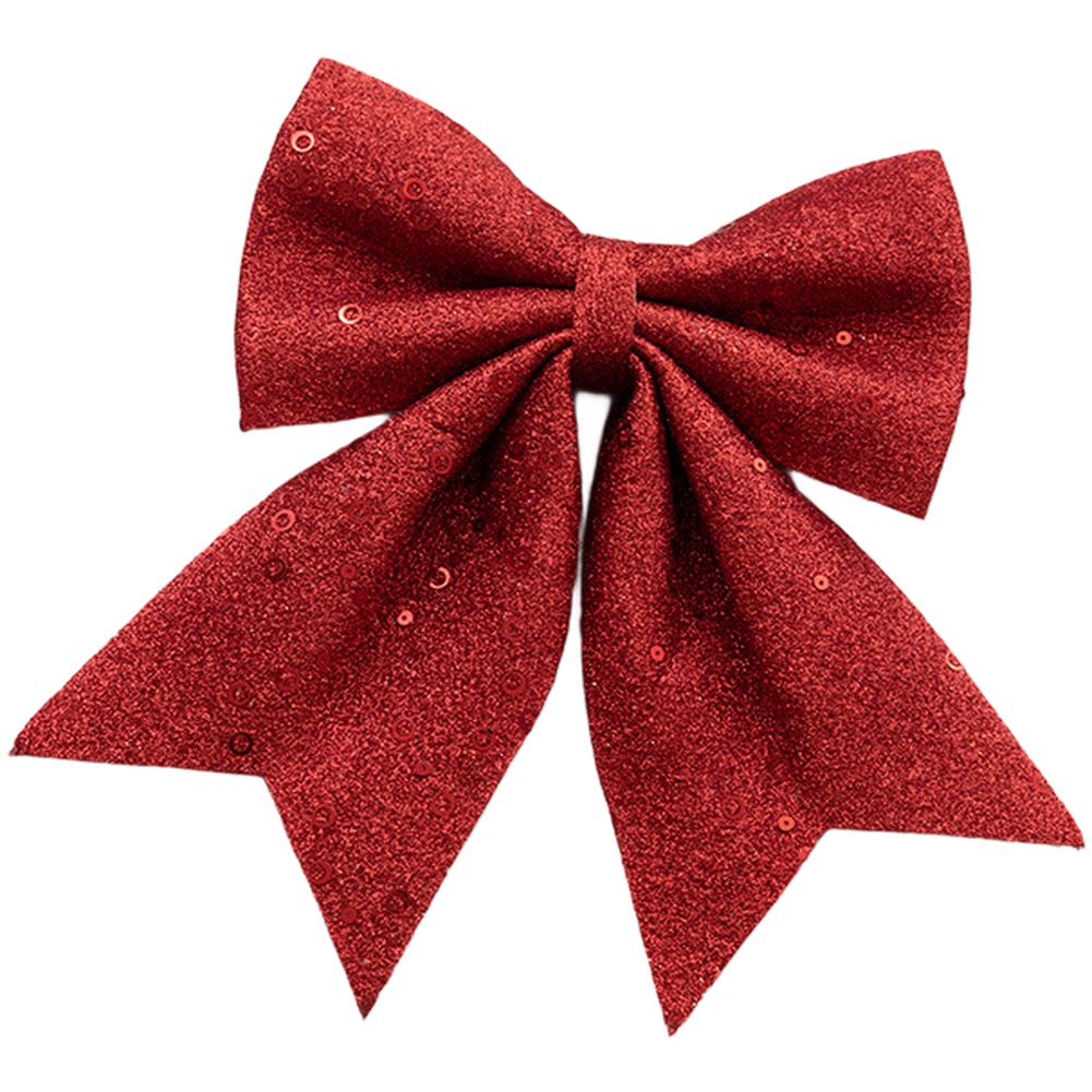Sparkling Glitter Christmas Bow for Tree and Wreath Decorations for DIY Holiday Projects with Lightweight Polyester