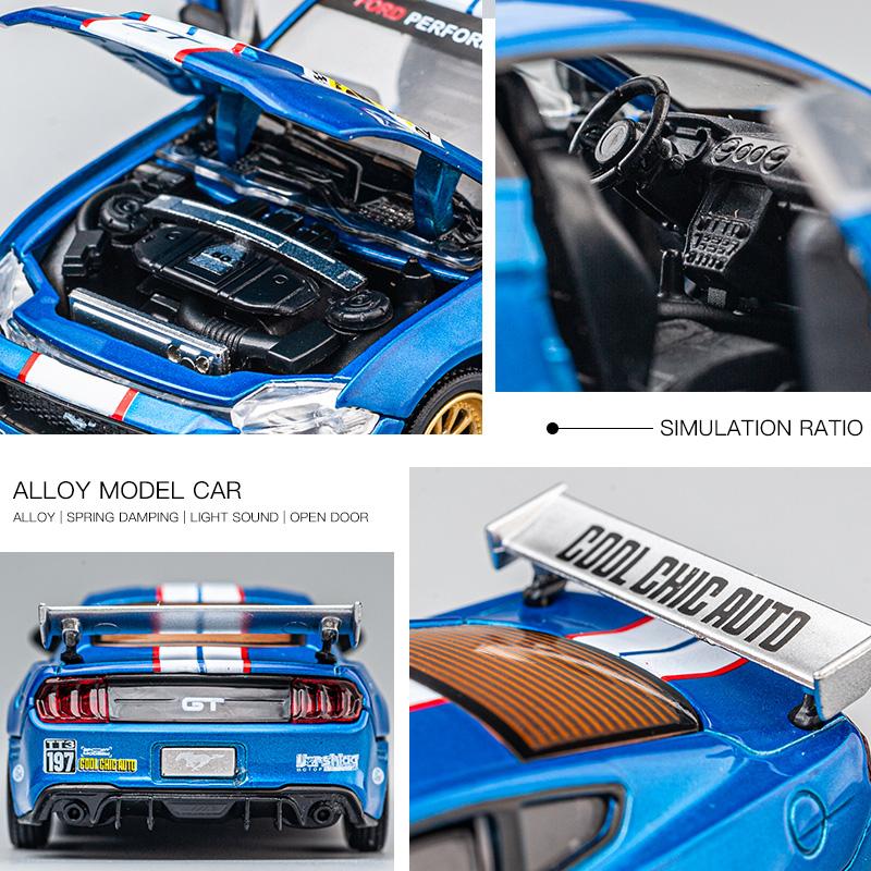 1/42 Ford Mustang GT Racing Toy Car CCA Assembly Model Kit Diecast Alloy Miniature Free Wheels Collection Gift for Boys Children
