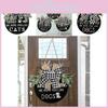 Charming Country Wooden Door Plaque With Cute Checkered Bow For Pet Lovers Home Decor