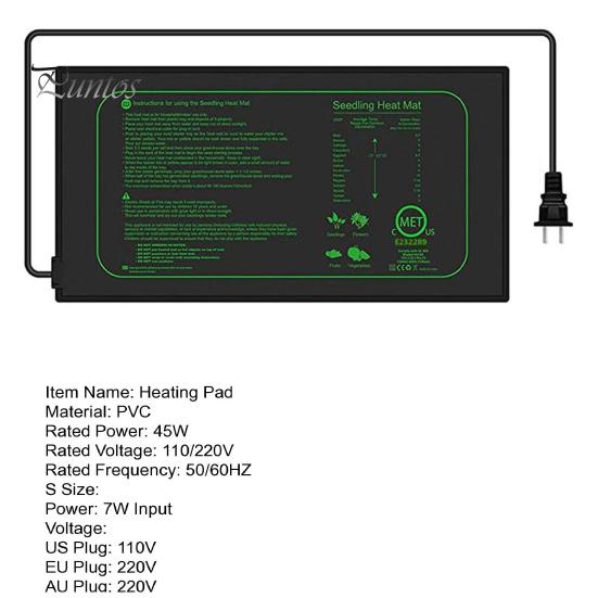 Plants Germination Heating Mat Energy-saving Fast Heating Waterproof Soft Easy To Clean Flame Retardant Heating Mat