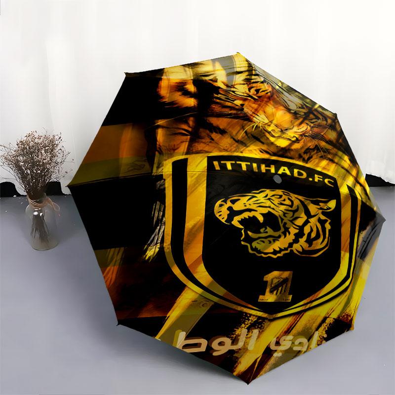 1 PC Automatic Folding Umbrella - Al-Ittihad FC Pattern, Portable & Foldable Design with 8 Ribs, Christmas Birthday Gifts
