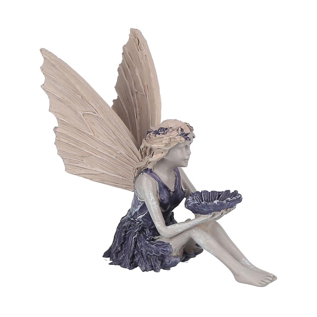 Statuie Zână Așezată Ornament Decorativ Zână Floarea-Soarelui pentru Grădinărit Exterior Acasă