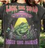 Lick The Toad Meet The Aliens Green Toad Comfort Colors® Tshirt, UFO Alien Spacecraft Psychedelic Mushrooms Vintage Bootleg Trippy Tee
