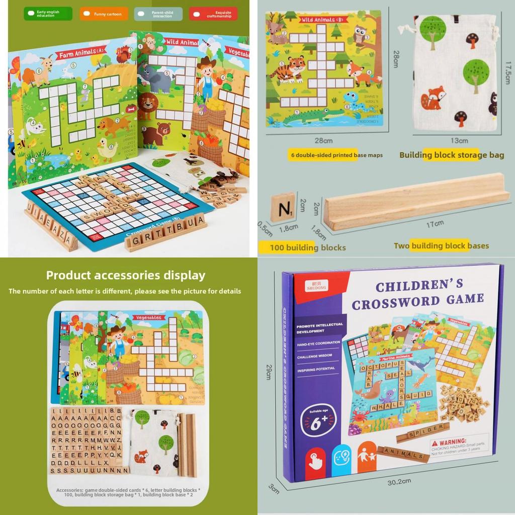 Wooden Word Chain Puzzle Game For Kids Educational Learning Toy