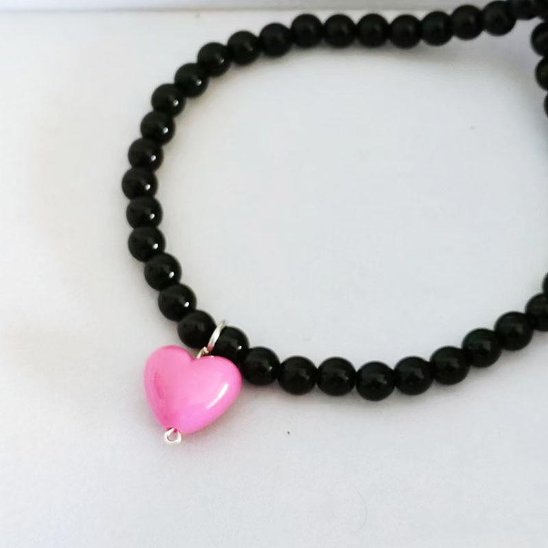 2024 Red Heart Beaded Choker Necklace - Women's Niche Design for New Year's Eve