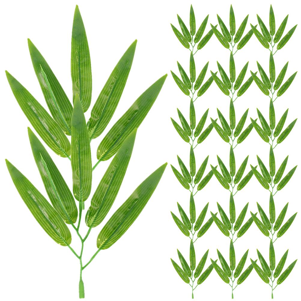 

30 Pcs Bamboo Leaf Decoration Decorative Leaves Fake Realistic Faux Ornaments Artificial Decors Stems Room Plant Lifelike світло-зелений колір