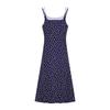 Blue gentle wind floral suspender dress women's summer seaside design feeling waist slim swing skirt long skirt