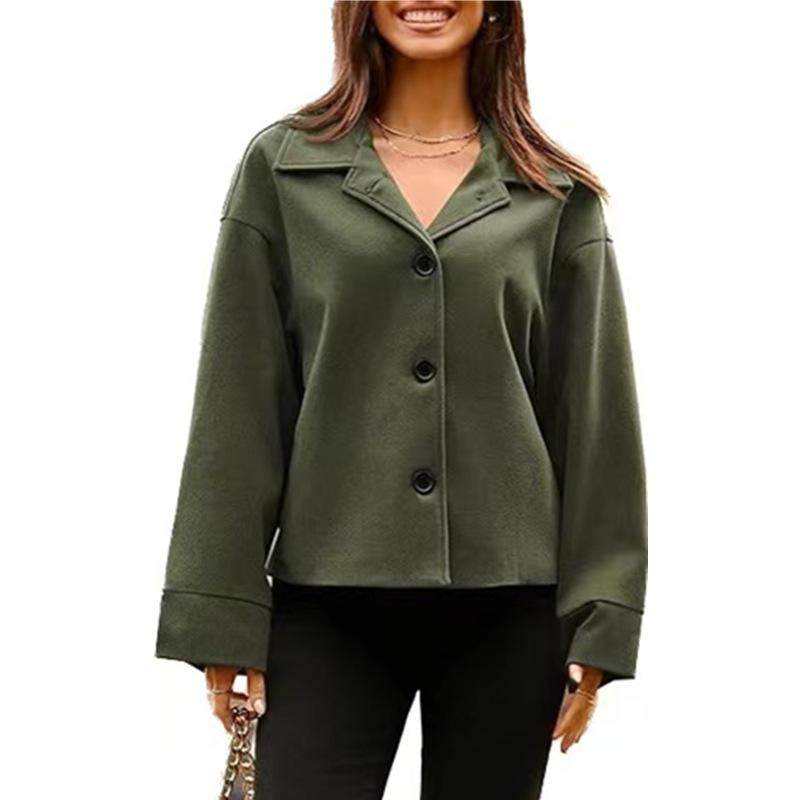 Women's Casual Professional Buttoned Long Sleeve Short Suit Jacket