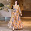 Elegant Waist-Cinching Summer Print Dress