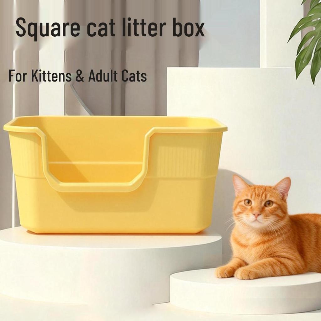 Extra Large Semi-Enclosed Odor-Control Cat Litter Box with Anti-Splash Design