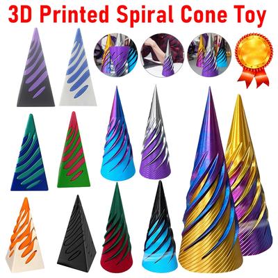 3D Printed Spiral Cone Toy Impossible Pyramid Passthrough Sculpture Pass Through Pyramid Fidget Toy Mini Vortex Thread Illusion