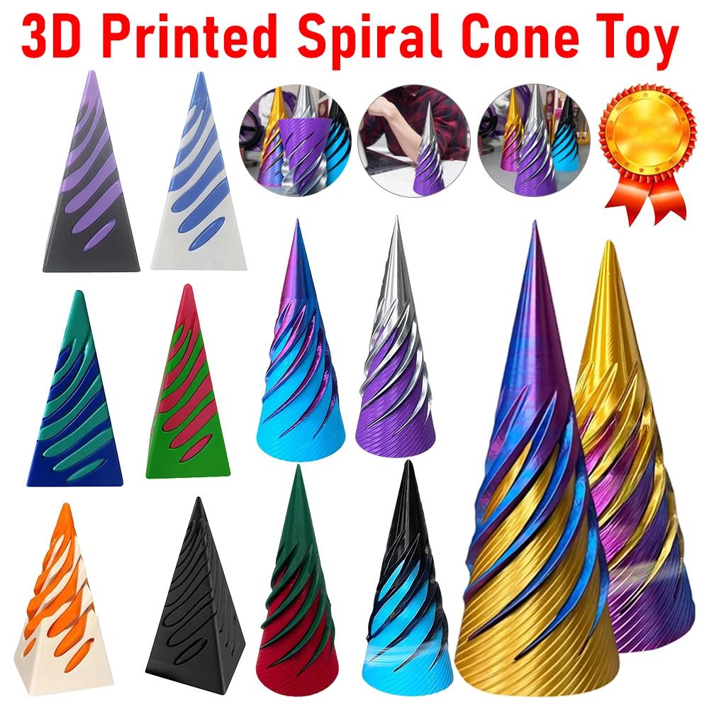 3D Printed Spiral Cone Toy Impossible Pyramid Passthrough Sculpture Pass Through Pyramid Fidget Toy Mini Vortex Thread Illusion